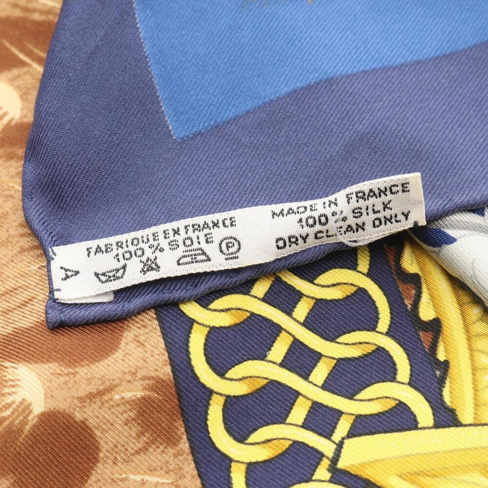 HERMES Authentic Brown Silk Scarf - Picture 3 of 9